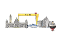 Front artwork preview of Katie Ireland’s Belfast landmarks greeting card; finished card mockup pending.